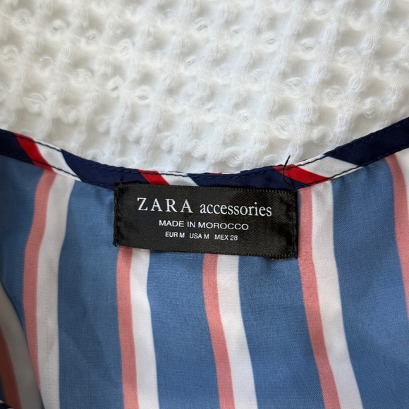Zara Red White Blue Striped Long Sleeve Tie Front Bodysuit Size Medium - Picture 7 of 11